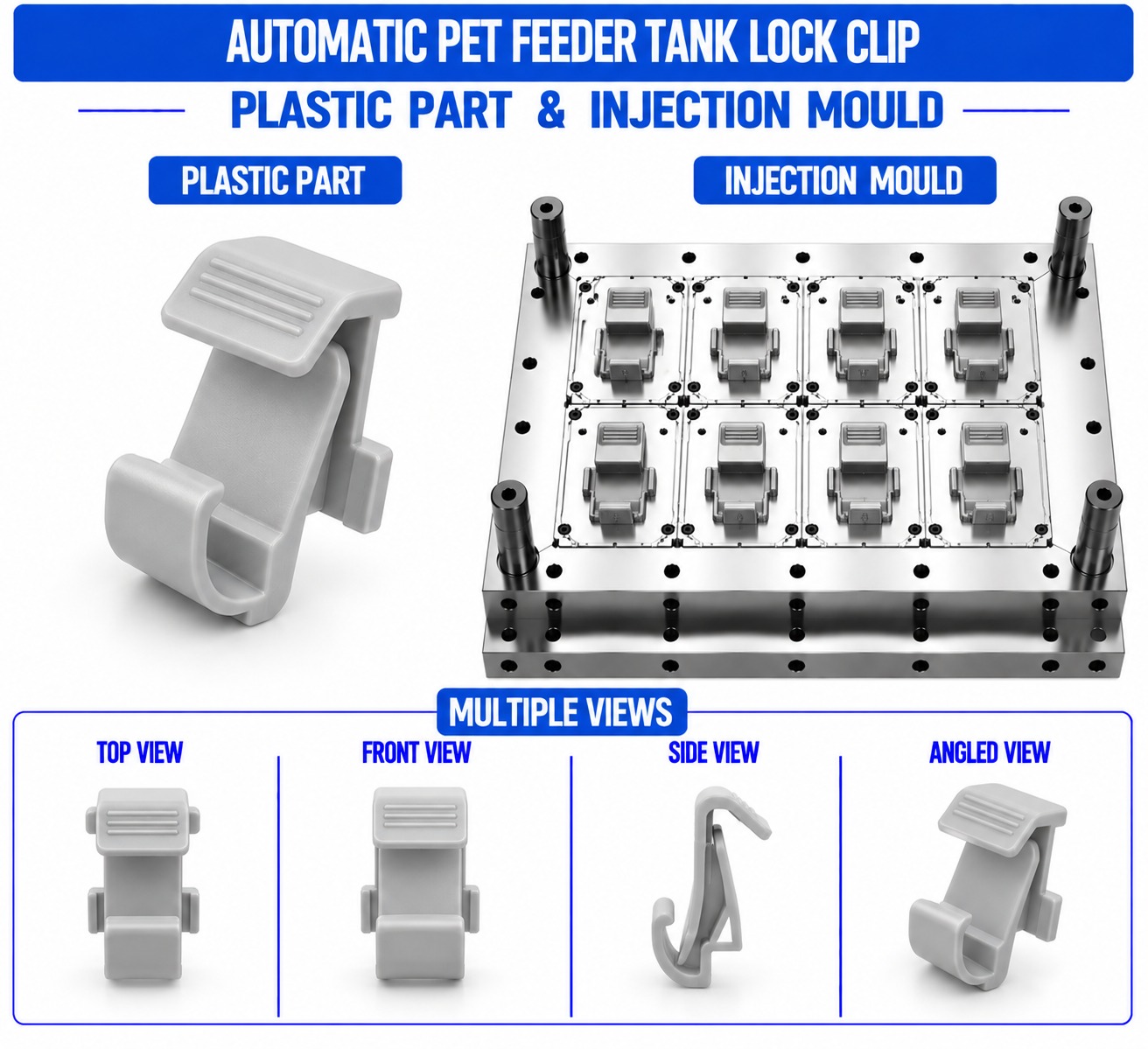 Automatic Pet Feeder Plastic Tank Lock Clip Mould and Moulding Service